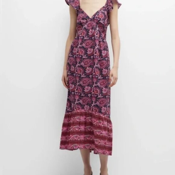 Figue Cosette Paisley Ruffle Midi Cotton Dress  Medium NWT $495 - Picture 8 of 8